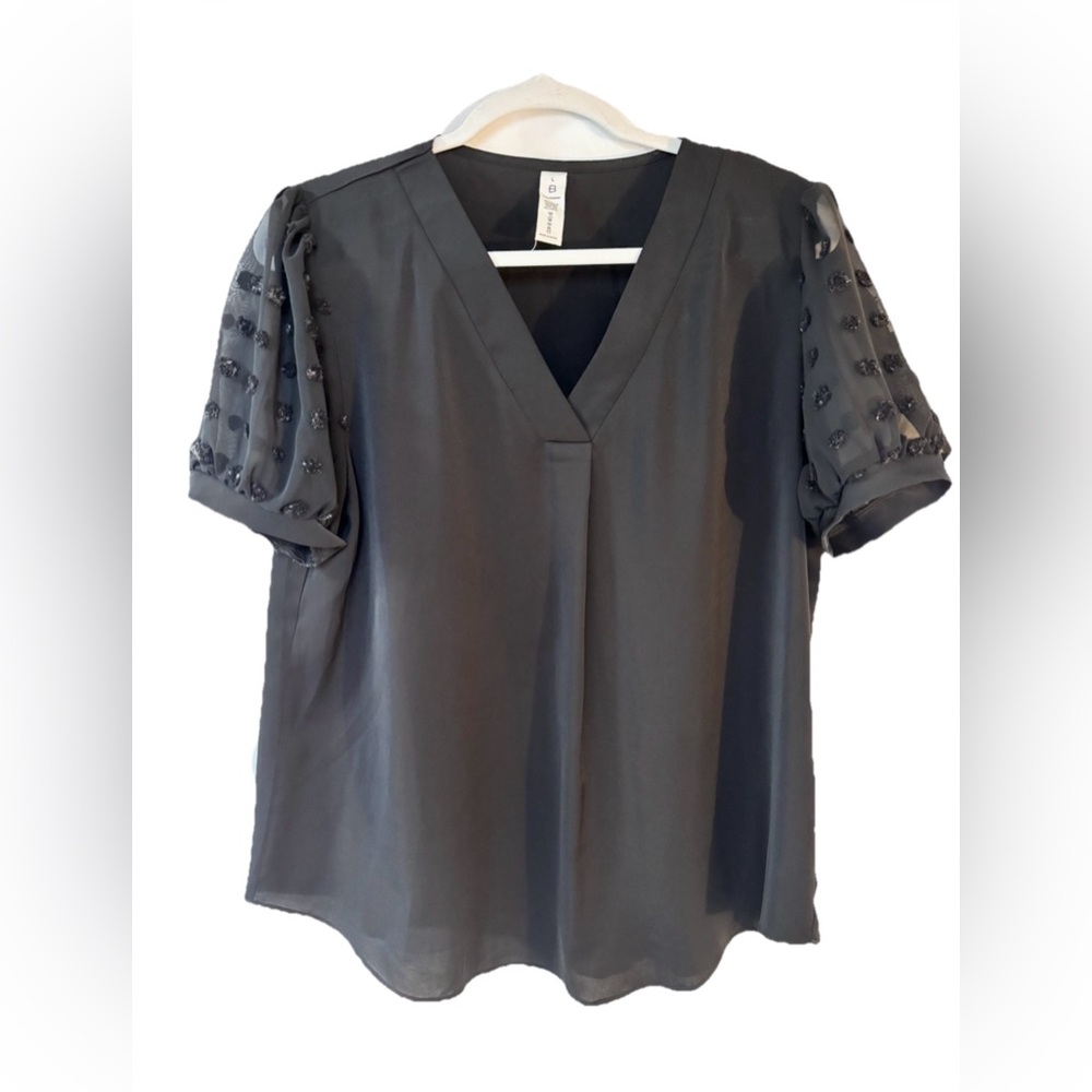 Blooming Jelly Chic black Blouse with Embellished Sleeves L